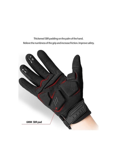 Rockbros S210bk Bir Çift Tam Parmak Sbr 6mm Kalınlaşmış Ped Darbeye Dayanıklı Açık Bisiklet Eldivenleri