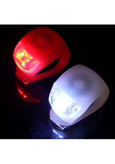 Bisiklet Silikonlu Işık Seti Far Stop + Pil Çok Renkli