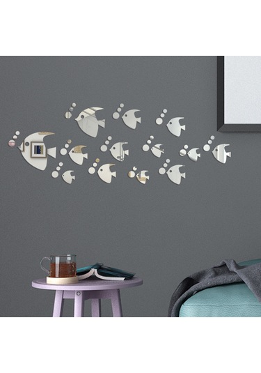 Mufunye Ev Dekorasyonu İçin 13'lü Akvaryum Balığı Desenli Plastik Ayna Sticker Seti - Hafif, Kolay Kurulum, Çıkarılabilir, Koruyucu Filmi Var Çok Renkli