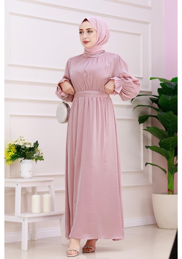 Kolu Volanlı Simli Alya Abiye-gülkurusu-5206
