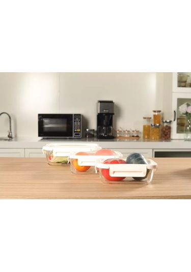 Eley Elastik Kapaklı Cam Gıda Saklama Kabı 174422313 Beyaz