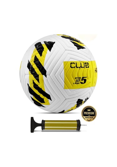 Sarı Yeni Desenli Futbol Topu 4 Astarlı No:5 480 Gr + Pompa Hediyeli X507 Sarı - Beyaz