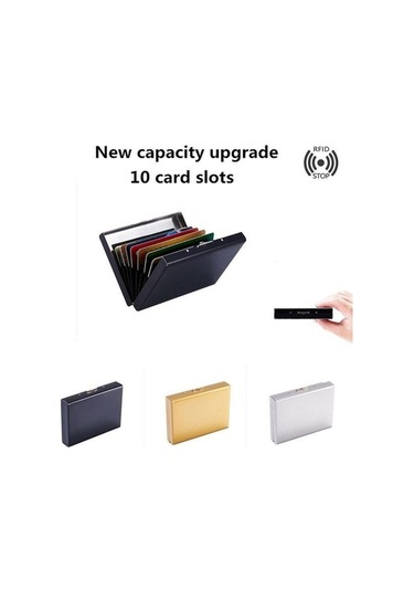 Zyzqstore Siyah Yeni Moda Paslanmaz Çelik 10 Kart Kapasitesi Erkek Cüzdan & Kartlık D Cüzdan Siyah