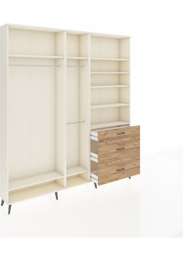 Arges Dolap 9 Raflı 3 Çekmeceli 3 Askılı 220x30x243 Aytaşı-aytaşı/çam Aytası/atlas Çam
