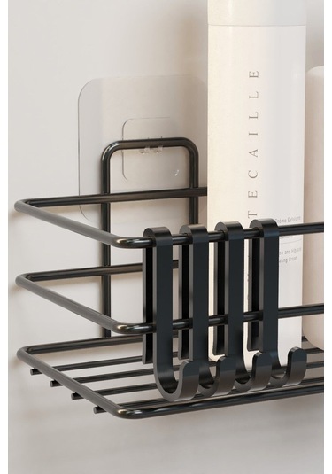 4 Adet Plastik Askı Metal Banyo Mutfak Rafları Için Siyah