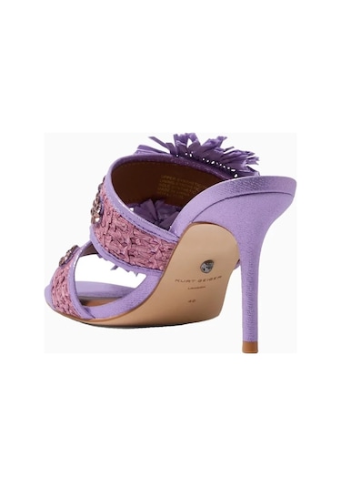 Kurt Geiger Raffia Buckle Lüks Tasarım Topuklu Sandalet Mor