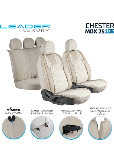 Volkswagen Cc Lüx Yarı Deri Oto Koltuk Kılıfı Ön Arka Takım Chester Bej