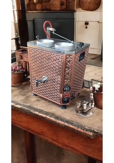 Elektrikli Bakır 1.sınıf Çay Kazanı 2 Demlik 25 Lt Kapasiteli