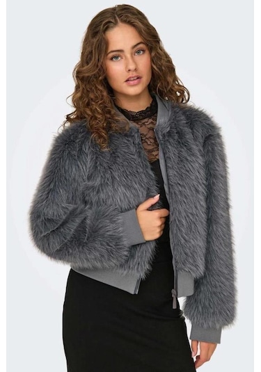 Only 15322405 Onlmanny Faux Fur Phantom Kadın Mont Gri