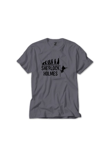 Sherlock Holmes Evolution Gri Tişört-Gri