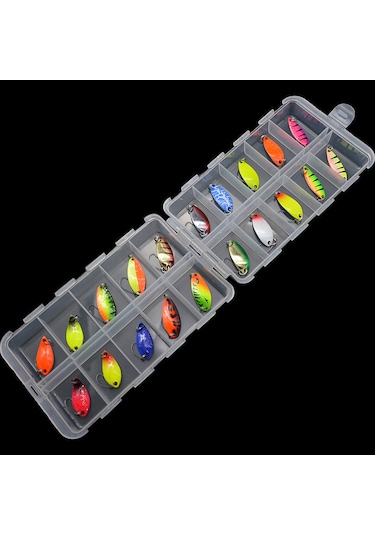 Tenfowee A01 20 Adet Metal Yem Seti - Renkli Parlak Flasher, Balık Çekici, İki Kanal Ve Kutulu Olta Takımı