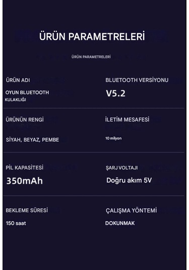 Qasul G10 Kablosuz Bluetooth 5.2 Oyuncu Kulaklığı