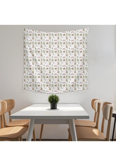 Noel Desenli 59x59 İnç Kare Duvar Halısı, Oturma Odası, Yatak Odası Ve Genç Odası İçin-a155