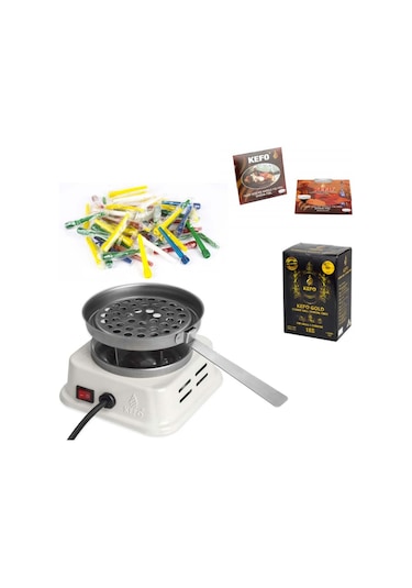 Kefo Mini Kare Elektrikli Ocak+Kefo Gold Kömür+Sipsi+Folyo (405449486)