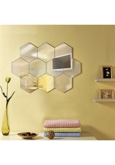Altıköşe Altıgen Geometrik Hexagon 3Mm Cam 18X16 Duvar Boy Aynası
