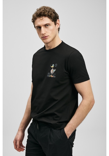 Lufian Fınx Modern Grafik T- Shirt Siyah Siyah 111020313100100
