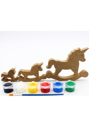 Na Neşeli Ahşap Ahşap Unıcorn Figürü 3 Lü Takım 15cm 10cm 6cm Ahşap Boyama Ürünü.boyama Etkinliği.okul Öncesi Model 3lüunıcornboyalı