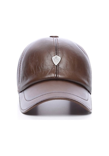 Tamer Tanca Erkek Hakiki Deri Taba Şapka 524 Emr Beyzbol Sapka Taba