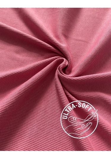 Pamuklu Kaşkorse V Yaka Body Sweatshirt, Fitilli Kumaş Likralı Bluz, Asker Yeşili Badi Gül Kurusu