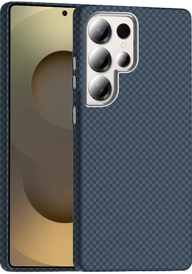 Goocamp Galaxy Uyumlu S25 Ultra Kılıf M-safe Şarj Özellikli Karbon Fiber Görünümlü Gros Kap Desert Titanyum