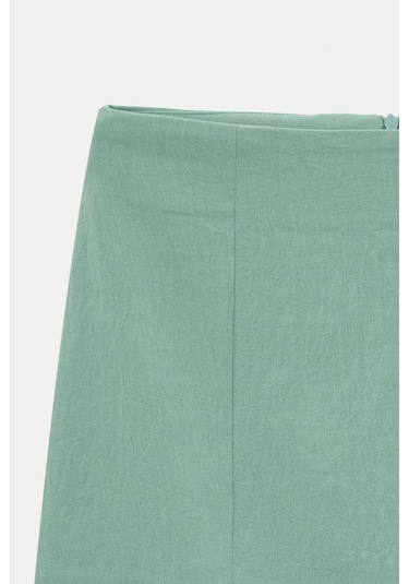 Sââde Kadın Regular Fit Yırtmaçlı Mini Etek - Aerobin Kumaş Mint