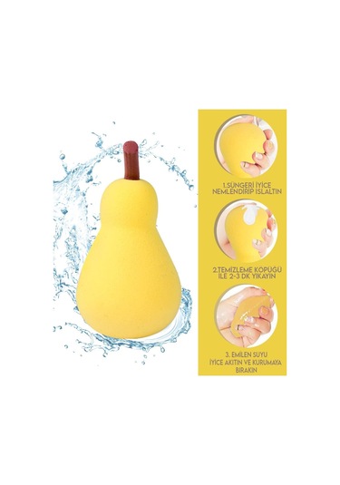 Caş Dekorasyon Pürüzsüz Dokulu 3'lü Armut Figürlü Makyaj Süngeri