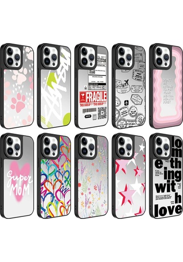 Apple Uyumlu iPhone   14 Pro Kılıf Aynalı Desenli Kamera Korumalı Parlak Mirror Kapak