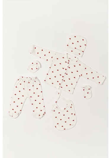 Webombinoo 5 Parca Hastane Çıkışı Zıbın Set Yeni Doğan Fitilli Çok Renkli