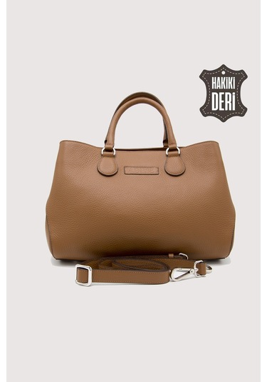 Hakiki Deri Taba Kadın Kol Çantası Uzun Askılı Smr7666 Taba