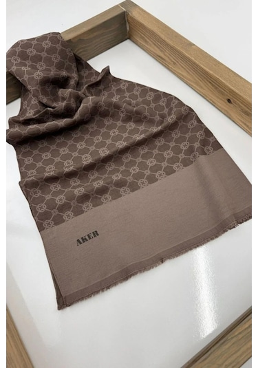 Aker Elegance Monogram Şal Kahverengi 1090100-931 Kahverengi