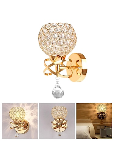 Suntek Kristal Duvar Işıkları Başucu Koridor Lambası Aplik Altın 2 Altın