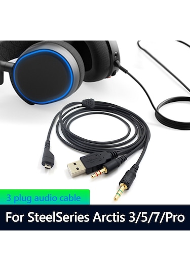 Sones Zs0224 Steelseries Arctis 3 / 5 / 7 / Pro İçin 3 Uçlu Kulaklık Ses Kablosu Siyah