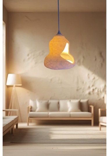 Rustik İskandinav Serisi Beton Görünümlü Sarkıt Çevre Dostu Avize Rustik Ampul Hediyeli Beyaz