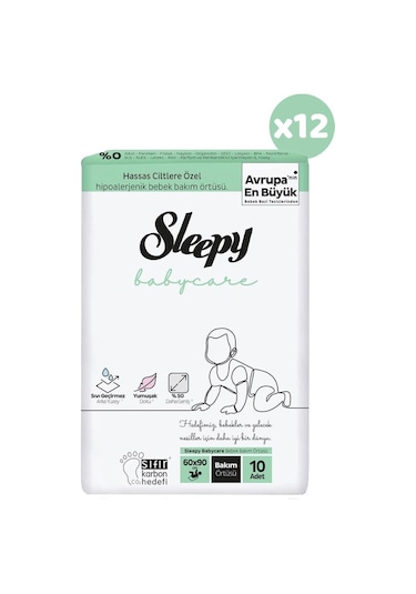 Sleepy Babycare Bebek Bakım Örtüsü 10 Adet X 12