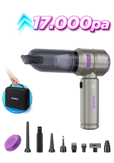 Auhma Ahv-02 17000pa Kablosuz Taşınabilir Araç İçi Süpürgesi Mor