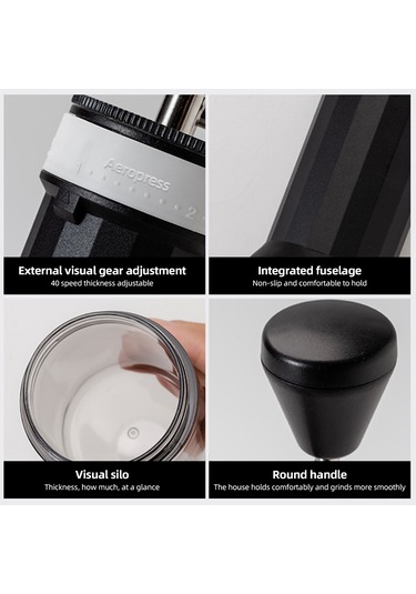 Padalink El İle Kahve Değirmeni, 40 Seviye Ayar, Görünür Depo, Çift Eksen, Uzun Kollü, Ev/野营/seyahat İçin Taşınabilir Beyaz Beyaz