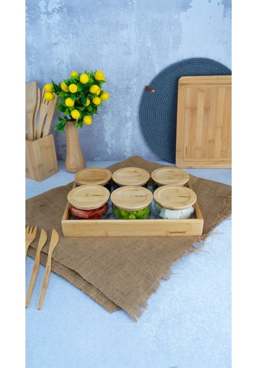 Bambum 13 Parça Duo Cam Kahvaltılık Mermer Desen B6137 Ahşap