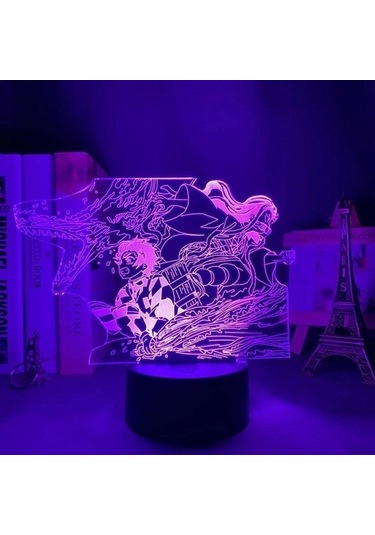 Wealthglow Anime Demon Slayer Tanjiro Y Nezuko İçin Lamba Serin 3d Dpdc46 Siyah