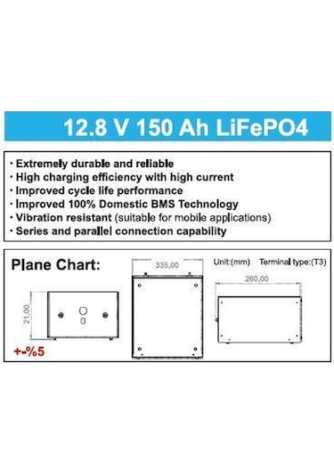 Megacell 12 Volt 150 Amper Lifepo4 Abs Kasa Akü