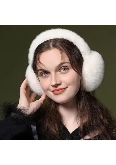 Primepickings 1 Adet Kadın Yumuşak Esnek Kış Kulak Isıtıcı Krem Rengi Anime Tarzı Yıkanabilir Başlık