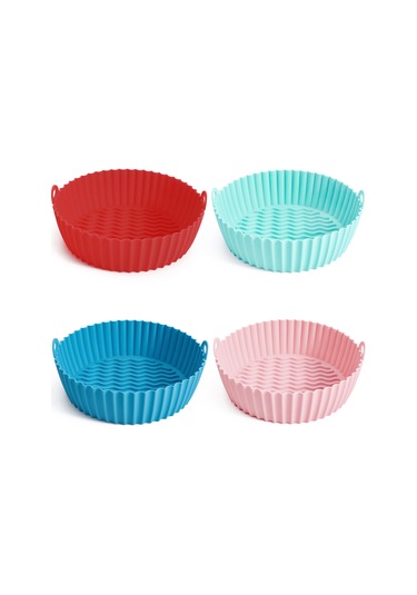 Hfambition Gri 8.5 İnç Silikon Airfryer Tepsisi - Tekrarlı Kullanım Kek Pişirme Aleti - Pratik Ev Aksesuarı Çok Renkli