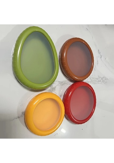 Brightnova 4 Parça Büyük Kapasiteli Kırmızı Yeşil Sarı Turuncu Meyve Saklama Kutusu Taze Tutucu Hava Geçirmez Bpa Free Buzdolabı Organizasyonu İçin Dayanıklı Abs Plastik -