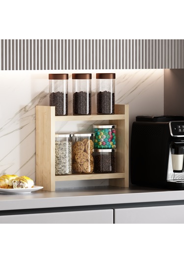 Dekorosso Lara Kahve Köşesi Rafı Mutfak Rafı Tezgah Rafı Safir