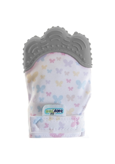 Babyjem Bebek Diş Kaşıyıcı Eldiveni Kelebek Gri