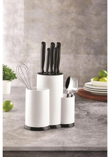 Tezgah Üstü Beyaz Kaşıklık & Bıçaklık & Kepçelik & Organizer Çok Renkli