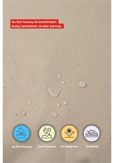 4'lı Sandalye Minderi Su İtici Kumaş 40x40 Cm Sünger Sandalye Minderi Bağcıklı Bej