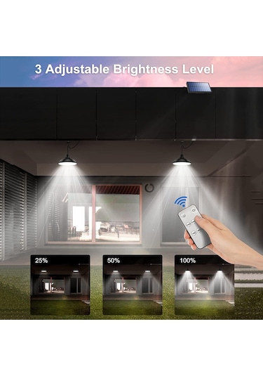 Sones Ip65 Su Geçirmez Dış Mekan Güneş Enerjili Led Ampul Avize İç Mekan Işıkları, Özellikler: Uzaktan Kumandasız Çift Beyaz Işık