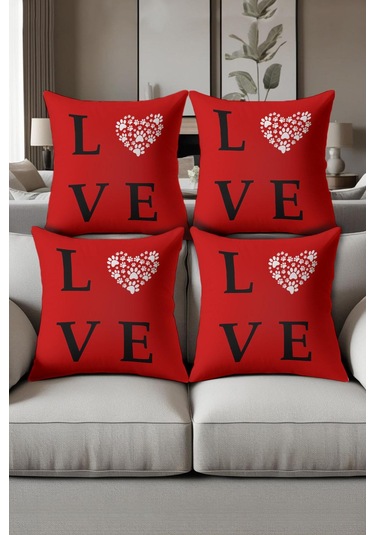 Dijital Baskılı Yumuşak Dokulu 4 Lü Kırlent Kılıfı Takımı 43x43 Cm Krl0090 Renkli