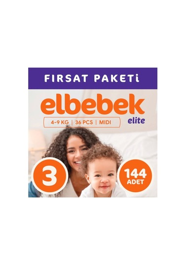 Elbebek Elite Bebek Bezi 3 Numara Midi Fırsat Paketi 144 Adet 4'lü