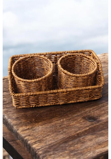 2 Bölmeli Kaşıklık Plastik Örme Kaşıklık 304